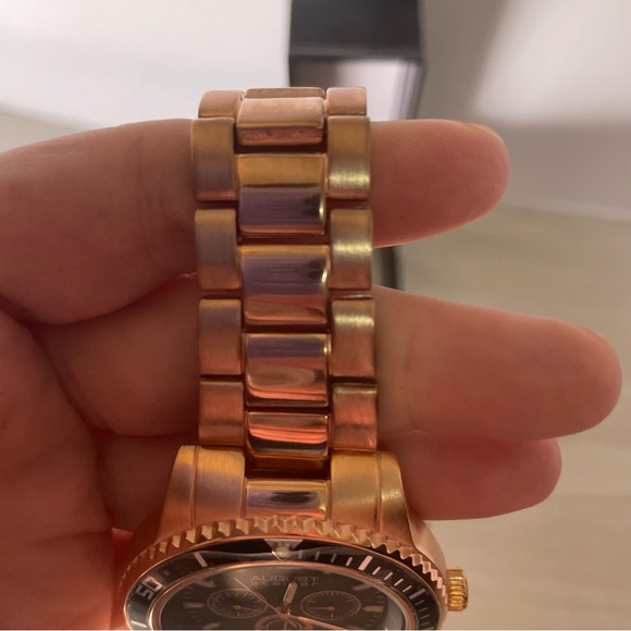 August Steiner Rose/Copper Gold and Black Chronograph Bracelet Watch - Picture 6 of 16